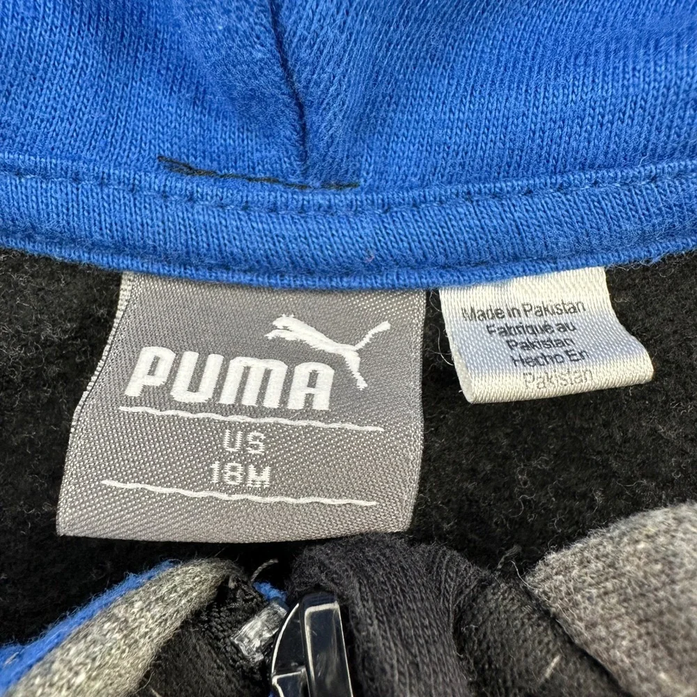 Puma Baby Boy 2-Piece Tracksuit Set Gray Black Blue Full Zip Hoodie Joggers 18M - Picture 8 of 10